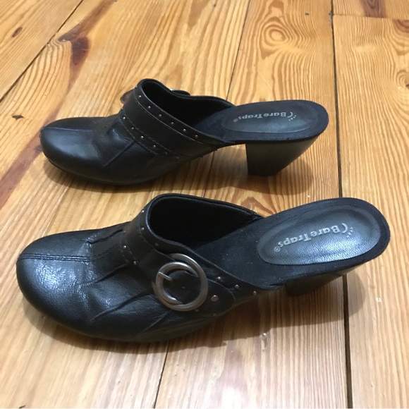 BareTraps Shoes - BareTraps Black Leather Buckle Mules, EUC, 9.5